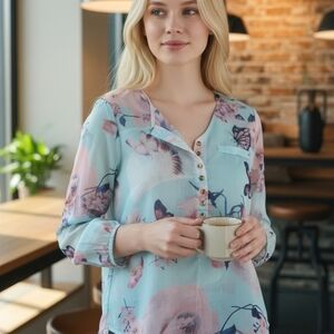 Floral Button-Up Blouse